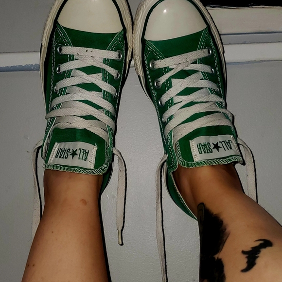 Well Loved Converse All Star Low Top Green Canvas Shoes M5 / W7 - Picture 9 of 16